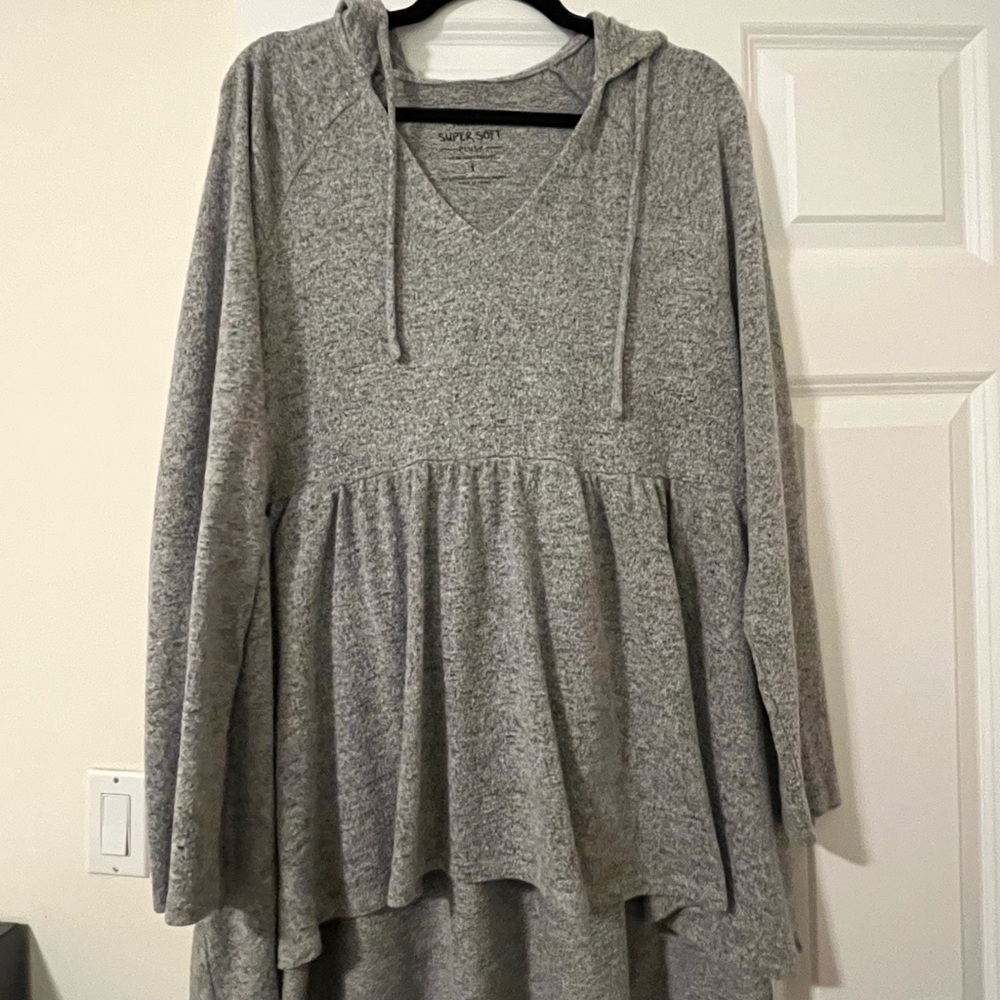 Torrid Gray Hooded Tunic Sweater